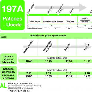 Horarios De Autobús 197-A: Torrelaguna - Torremocha De Jarama - Patones